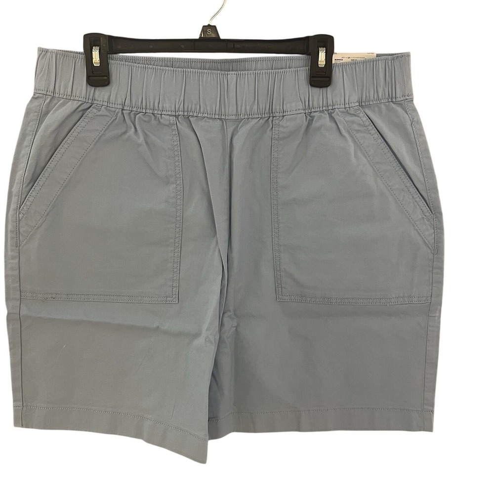 Croft & Barrow Womens Plus Shorts Blue Elastic Waist Mid Rise Pockets Size 0X